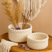 Cotton Basket β Braided border Set of 2